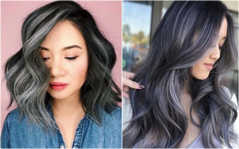 schwarze haare mit grauen strähnen